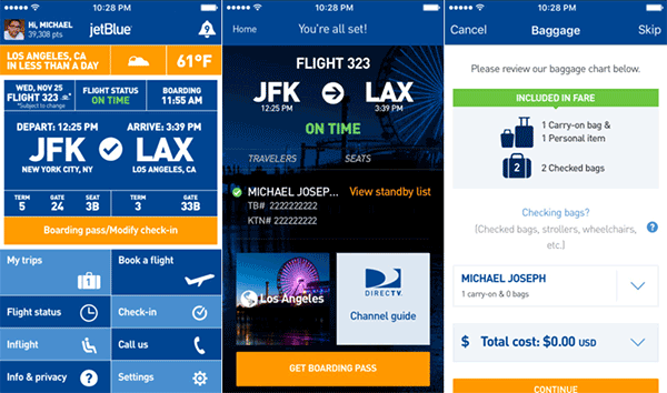 Can the status of JetBlue flights be checked with a phone application?