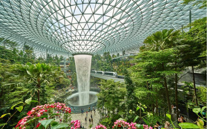 Jewel Changi Airport Rain Vortex and Forest Valley