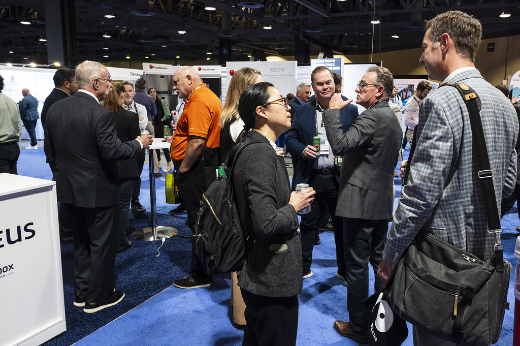 Attendees engaging at social event