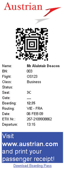 Real Time’s technical director Alaistair Deacon: “Put simply, a passenger using FirstPass no longer needs to queue to check-in, use a kiosk or even find a printer to print an online paper boarding pass. One mobile boarding pass will give a passenger everything he/she needs to board an aircraft via security with additional information displayed as text for inspection once on board.”