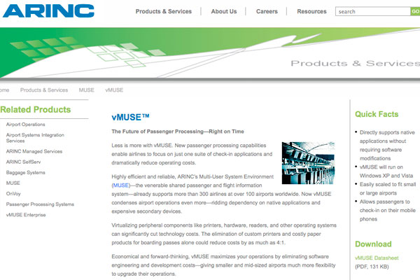 The ARINC vMuse Enterprise Common Use Passenger Processing System will reduce IT costs, power consumption and space requirements at Belfast City Airport.