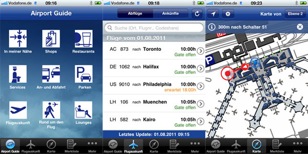 Frankfurt Airport App Screenshots Frankfurt Airport’s new app offers detailed maps to improve passenger wayfinding, as well as information on parking, retail and flight status updates.