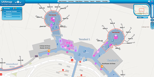 map of san diego airport San Diego Airport Develops Interactive Online Map map of san diego airport