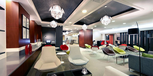 Virgin Atlantic’s new Clubhouse Lounge at Newark Liberty Airport.