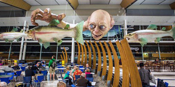 The Gollum sculpture has been installed to celebrate the forthcoming release of the first The Hobbit film, which was mostly filmed in New Zealand.