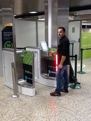The access control security checkpoint eGates in Terminal 1 at Lisbon Airport.