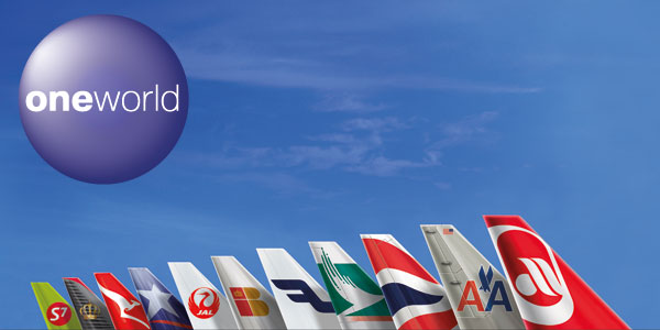 The tail fins of the oneworld alliance members.