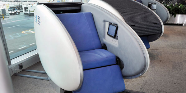 Two of the 'GoSleep’ sleeping pods that have been installed at Abu Dhabi International Airport Two of the 'GoSleep’ sleeping pods that have been installed at Abu Dhabi International Airport