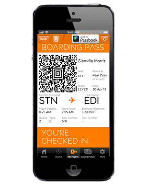 easyJet's mobile boarding pass app for iPhone