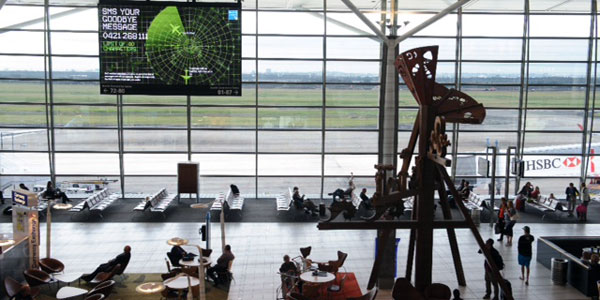 The SMS sharing screens at Brisbane Airport