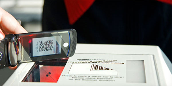 An Air France QR code scanner An Air France QR code scanner