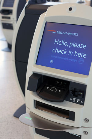 British Airways’ self-tagging machines at Las Vegas McCarran International Airport British Airways’ self-tagging machines at Las Vegas McCarran International Airport