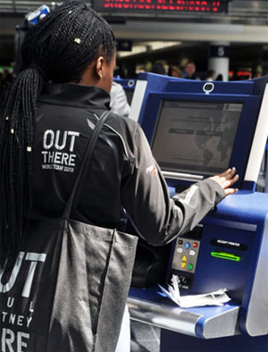 One of the Automated Passport Control kiosks installed in Chicago O'Hare's Terminal 5