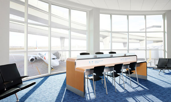 American Airlines Workstations in the gate areas at DFW International Airport Terminal A