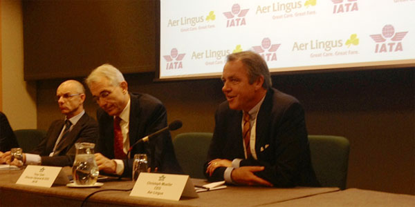 Christoph Mueller, CEO of Aer Lingus (right), explained that the onboard passenger experience is more relevant for long-haul flights and that Aer Lingus is working to enable passengers to define their own travel experiences. 