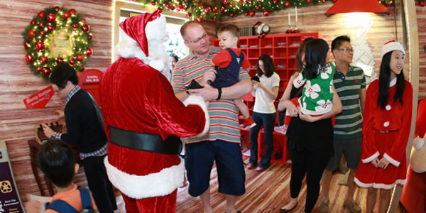 Santa's log house at Changi Airport’s Terminal 3.