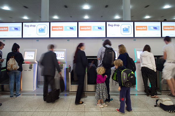 Self-service check-in and bag drop