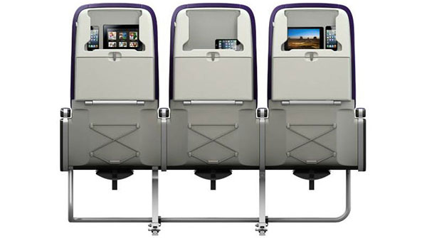 Passengers can use the seatback to hold their tablet, smartphone or e-reader