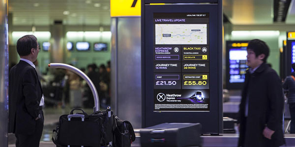 Digital smart screens Heathrow T2