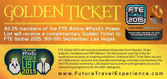 FTE Airline #PaxEx Power List  - Golden Ticket