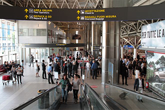 Beacons, NFC tags and QR codes to enable contextualised messaging at Bologna Airport