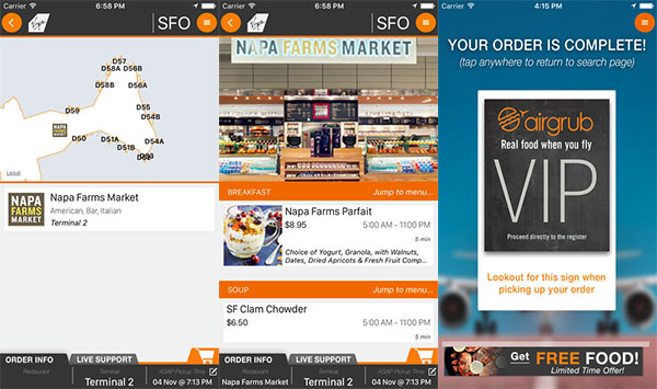 The AirGrub app enables travellers to pre-order food from airport F&B outlets