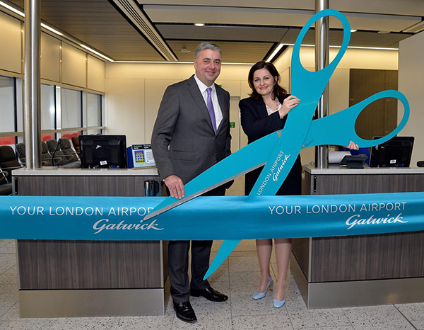 Gatwick Airport CEO Stewart Wingate was joined by Caroline Ansell MP to officially open the new Pier 5 facility. 