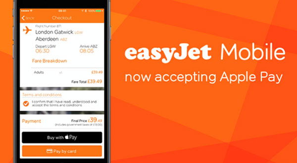 The easyJet iOS app now supports Apple Pay