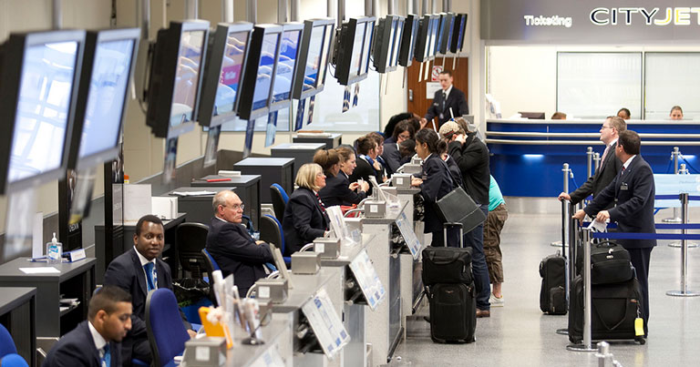 Photograph of the check-in area of London City Airport