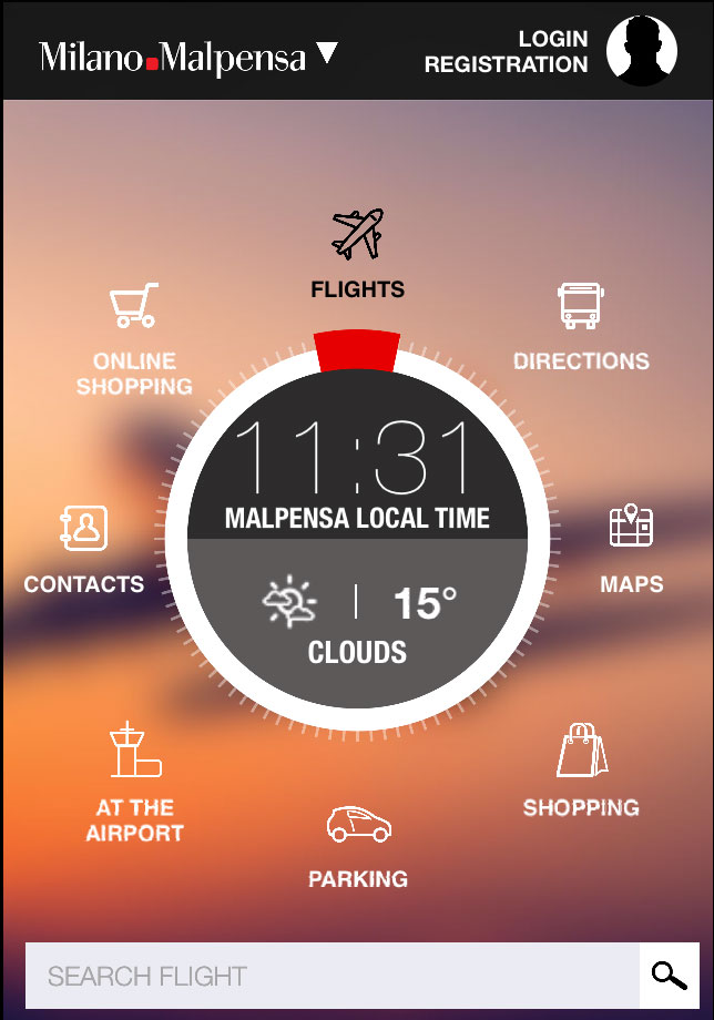 Screenshot of the Milan Airports application