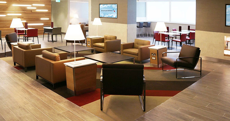 Photograph of the new Terminal 3 lounge of Heathrow airport.