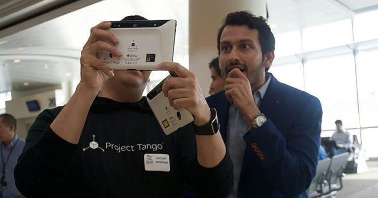 The augmented reality app has been trialled by Google's Tango team, alongside employees from San Jose International Airport and app developer Aisle411.
