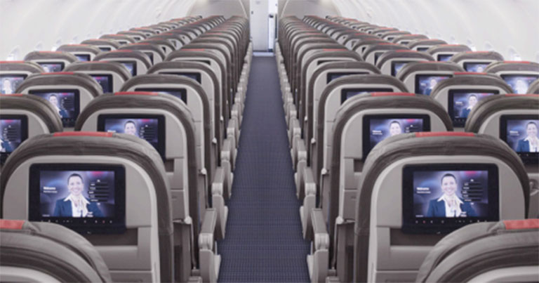 Photograph of American Airlines' seatback monitors