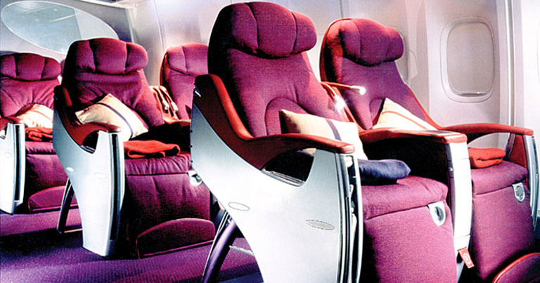 Photograph of the first PriestmanGoode and Virgin Atlantic lie-flat seats