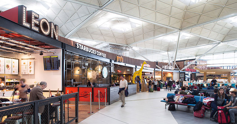 Photograph of a section of the shops at Stanstead Airport. 