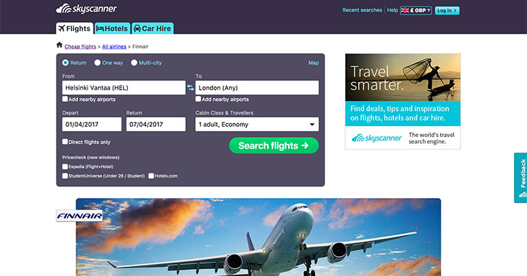 Finnair’s Skyscanner trial aims to boost online conversion and ancillaries