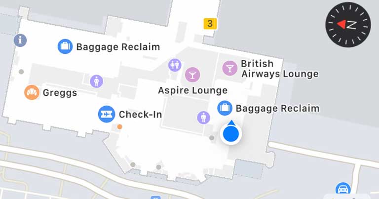 Newcastle Airport brings detailed terminal map to Apple Maps