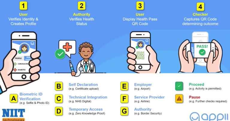 Health Passport on Mobile Phone Screen with Qr-code and Check Mark