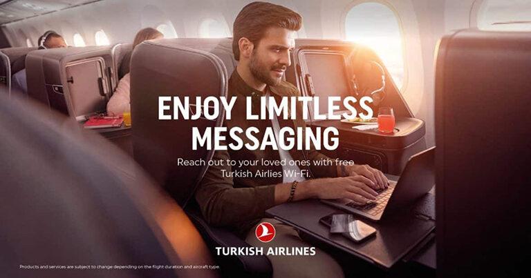 Turkish Airlines introduces free and limitless messaging on international flights “combining innovative approach with customer satisfaction”