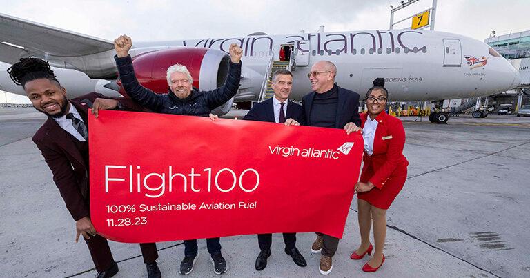 Virgin Atlantic flies world’s first 100% Sustainable Aviation Fuel flight from LHR to JFK following “radical collaboration”