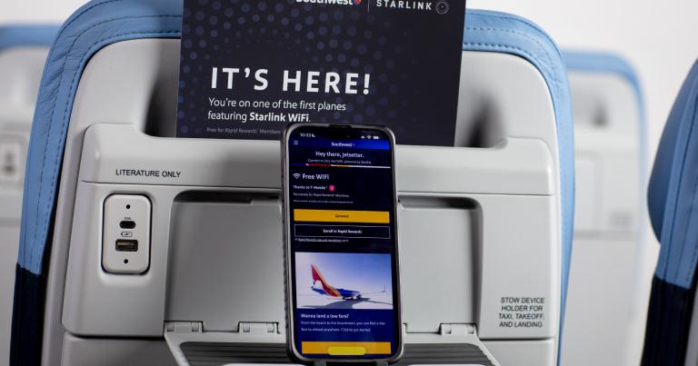 Southwest Airlines launches first Starlink-equipped aircraft for high-speed inflight WiFi