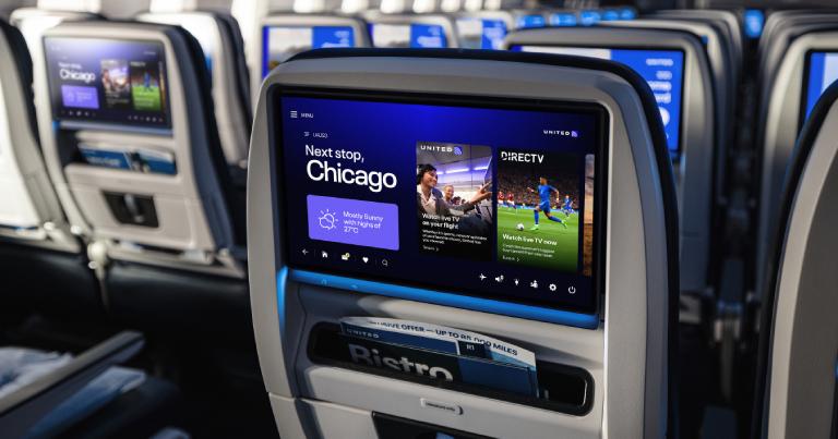 United Airlines and DIRECTV bring live TV streaming to Starlink-enabled seatback screens